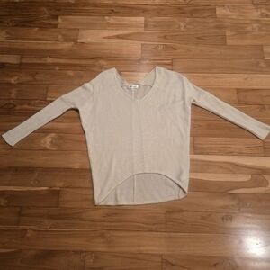 Beige V-Neck Cashmere Sweater